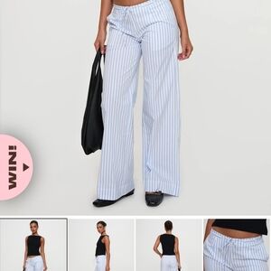 Princess Polly Sky Blue Striped Wide Leg Pants